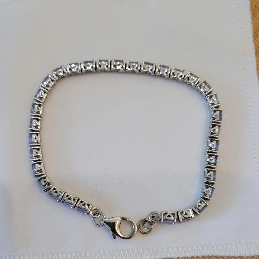 Elegant AA Tanzanite Sterling Silver Tennis Bracelet - Picture 6 of 7